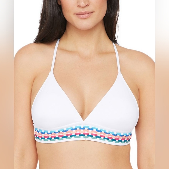 La Blanca Macrame Solids Tie Back Halter Bra Swim Top - Picture 9 of 11